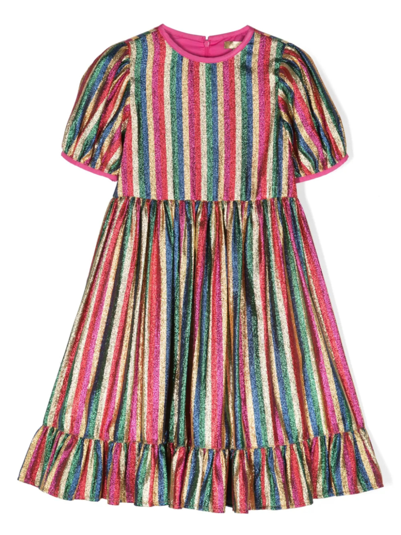 

Stella McCartney Kids полосатое платье с эффектом металлик, розовый