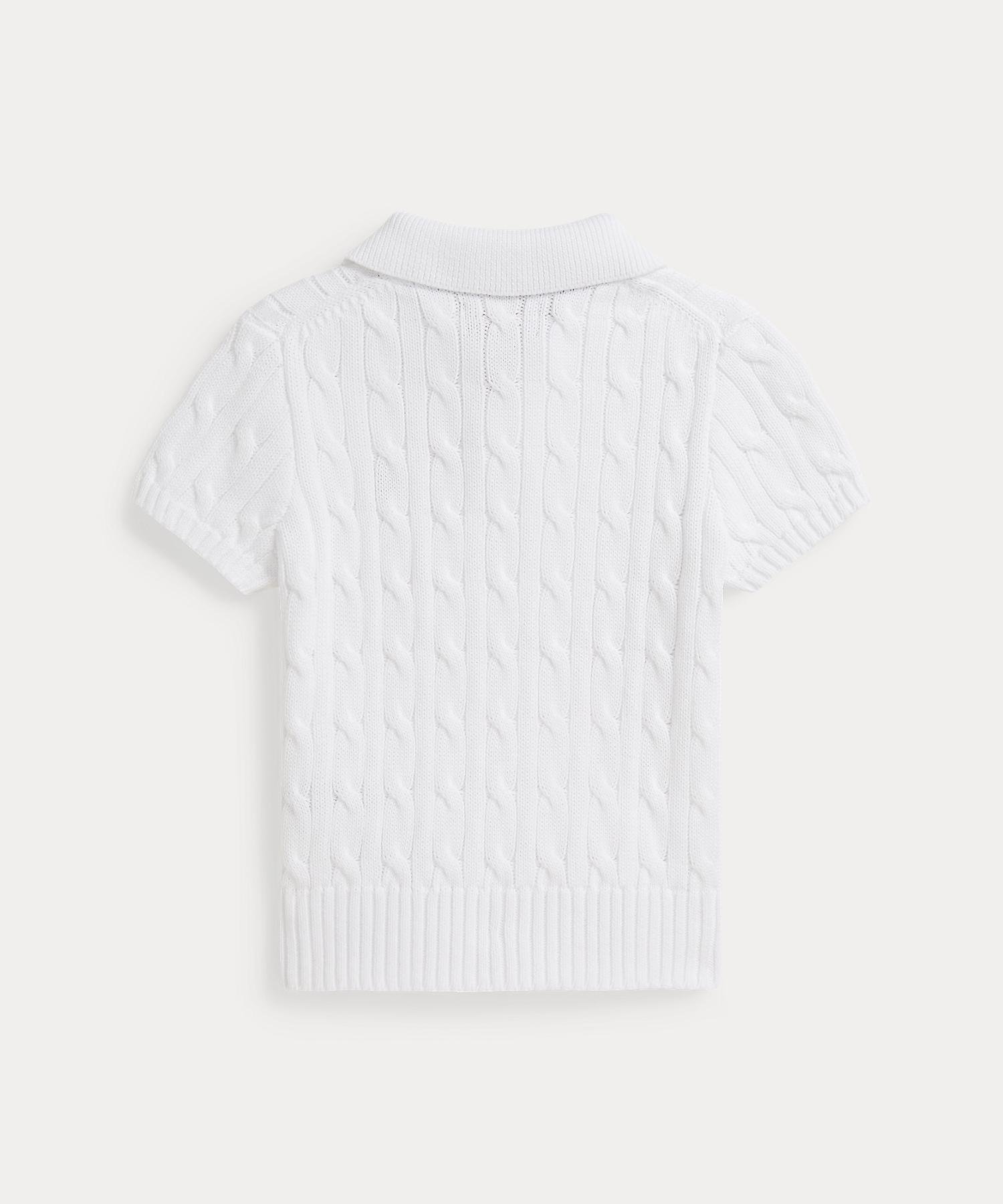 (Для мальчиков, 2-7 лет) Хлопковый свитер с воротником-поло крупной вязки Polo Ralph Lauren, 100 White — фото 2
