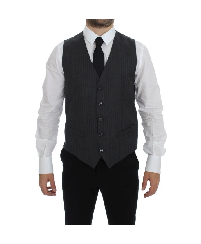 

Элегантный жилет из шерсти в серую полоску Dolce & Gabbana, серый