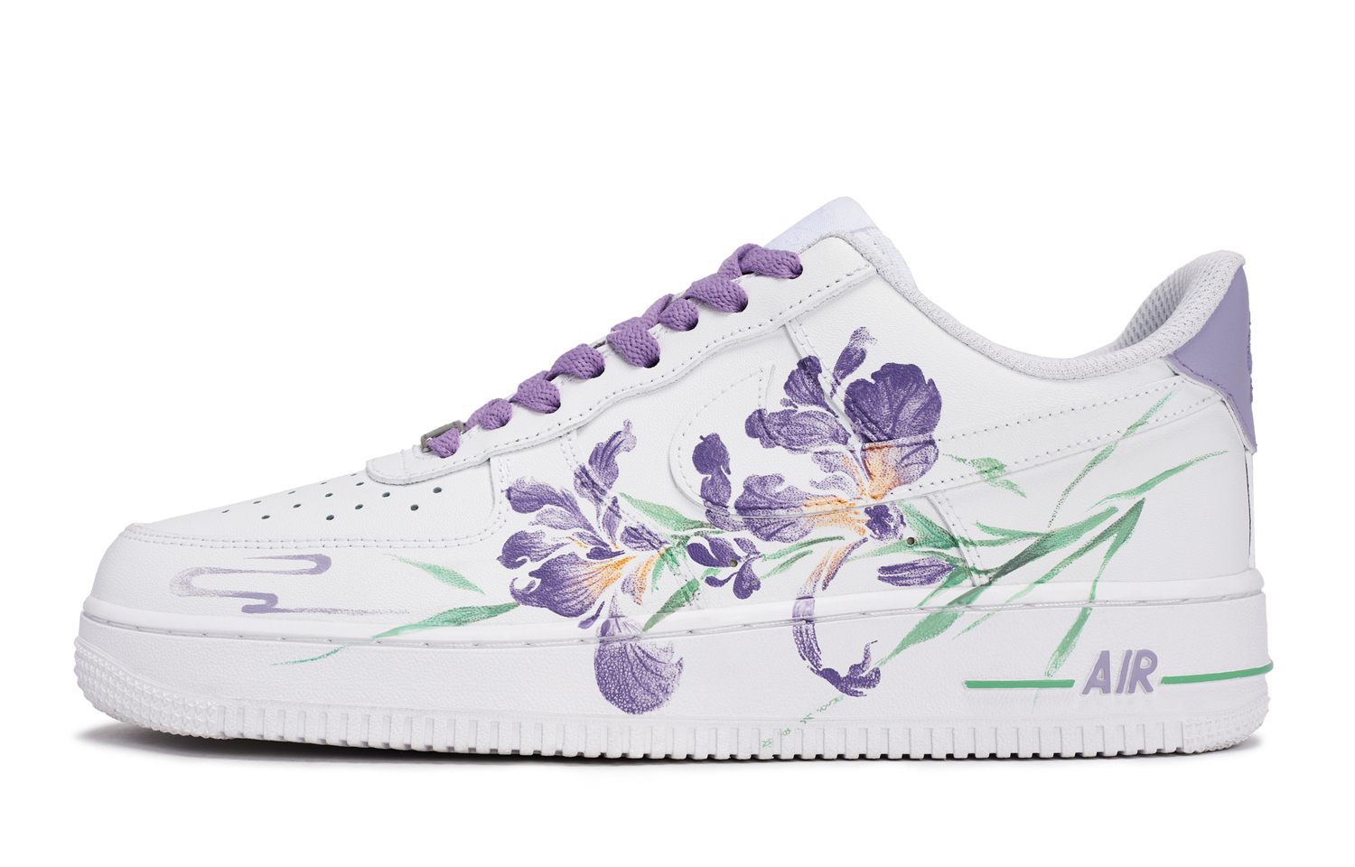 

Air Force 1 LE 811 Manufacturing, Mystical Path Orchid Fragrance Slip Resistant Low top Kids' Skateboarding Shoes Nike, белый фиолетовый зеленый