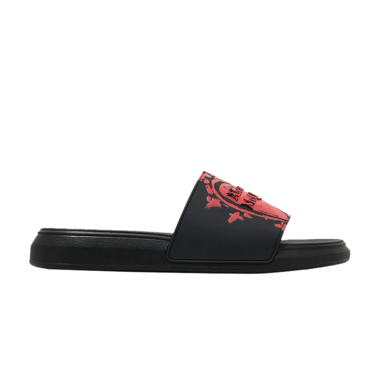 

Шлепанцы Alexander McQueen Pool Slide 'Heart Logo - Black', черный