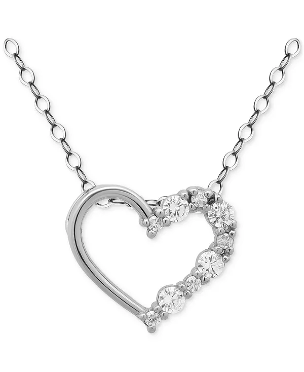 

Ожерелье с подвеской в форме полусердца из стерлингового серебра с кубическим цирконием, 16 дюймов + 2-дюймовая удлинительная вставка, эксклюзивно в Macy's Giani Bernini, silver