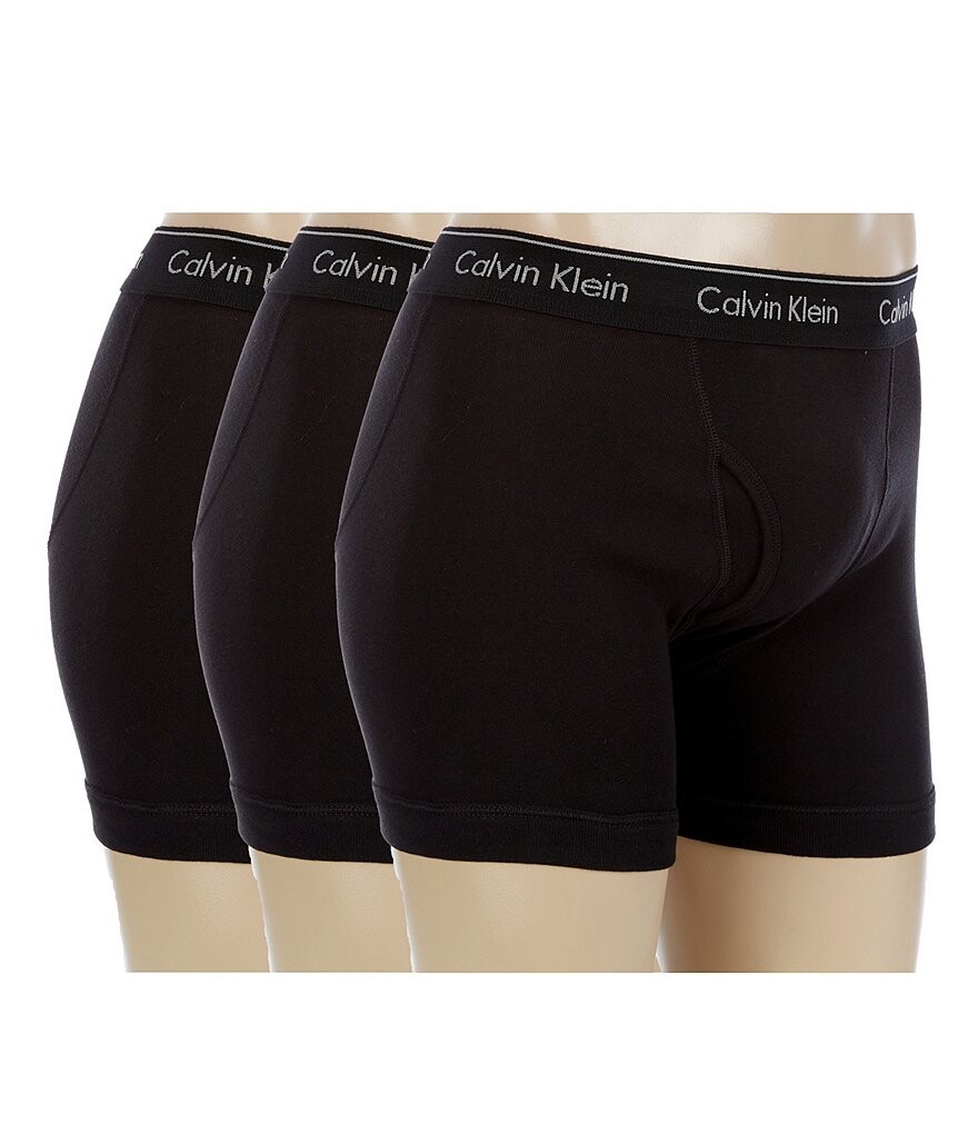 

Классические однотонные хлопковые трусы-боксеры Calvin Klein, 3 шт., черный