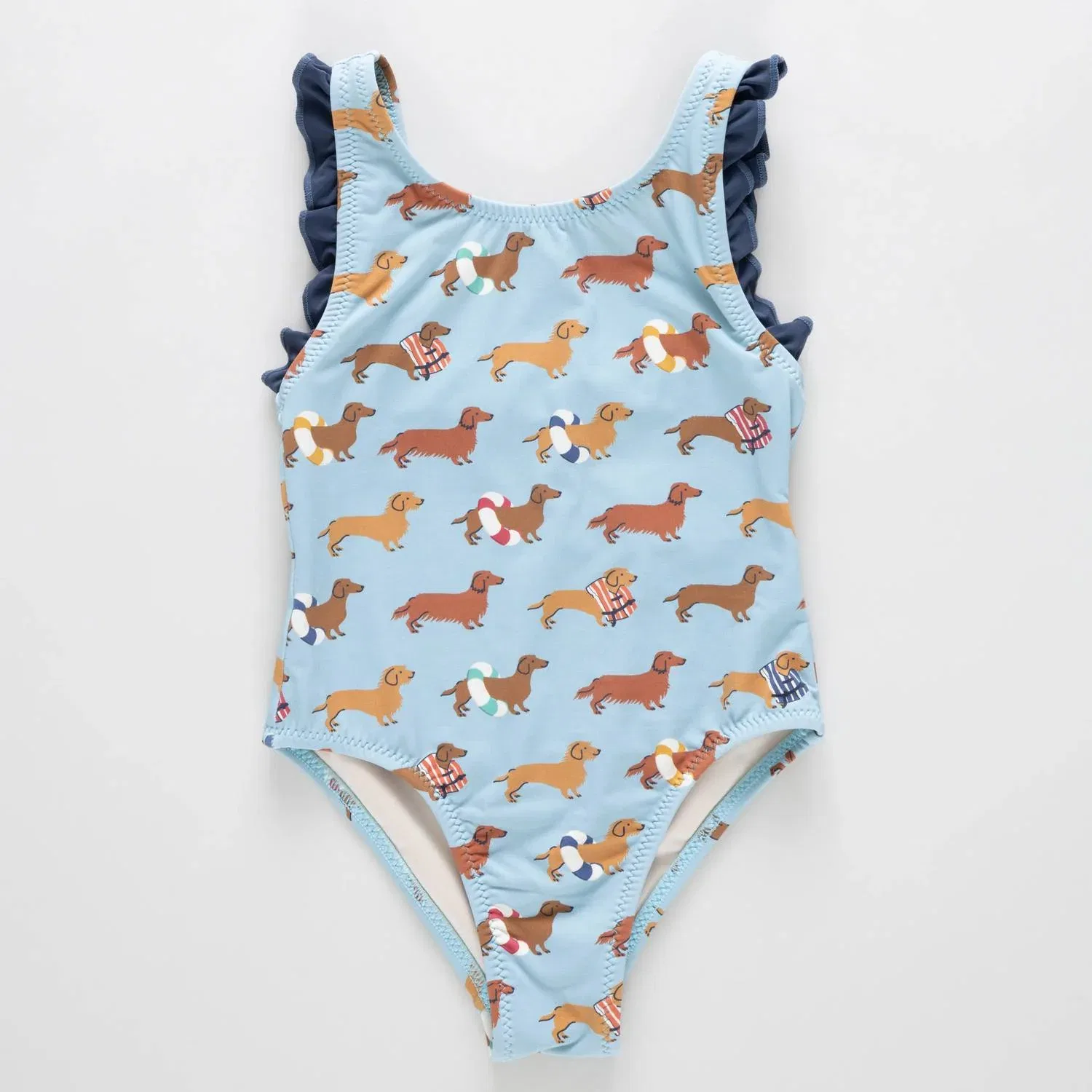 Детский купальник слитный с принтом Dachshunds Pink Chicken, Dachshunds