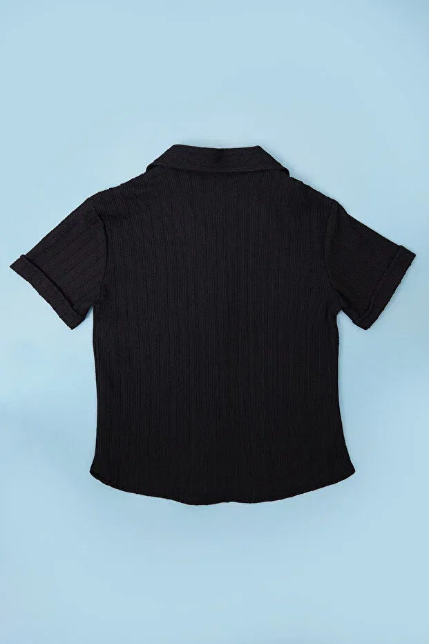 Детская рубашка для мальчиков с жаккардовым узором Fulla Moda, Black — фото 4