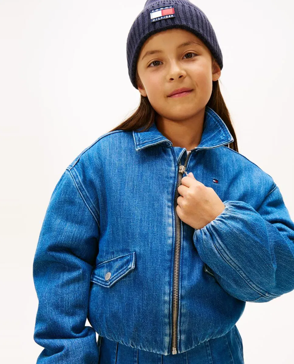 Детская джинсовая куртка для девочек с вышивкой Tommy Hilfiger, Azul — фото 3