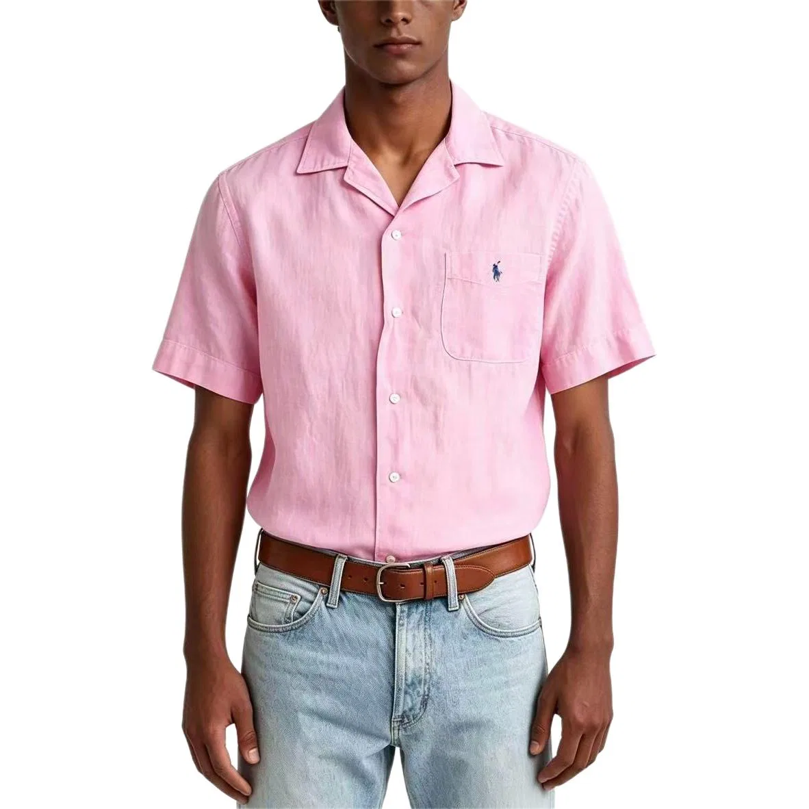 Мужская рубашка с отложным воротником прямого кроя Pink Polo Ralph Lauren, Pink — фото 3