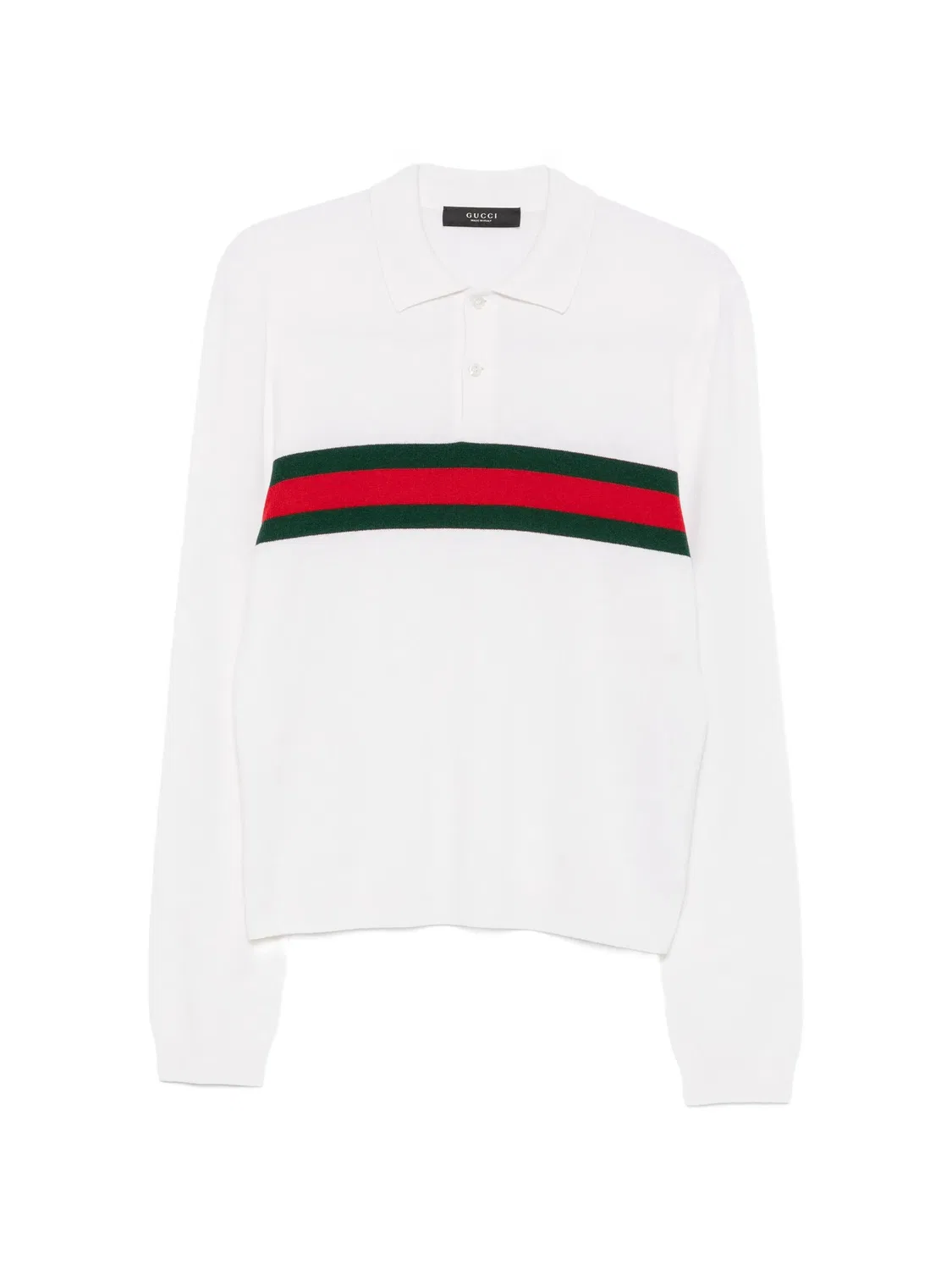 Кашемировое поло с отделкой Web Gucci, белый