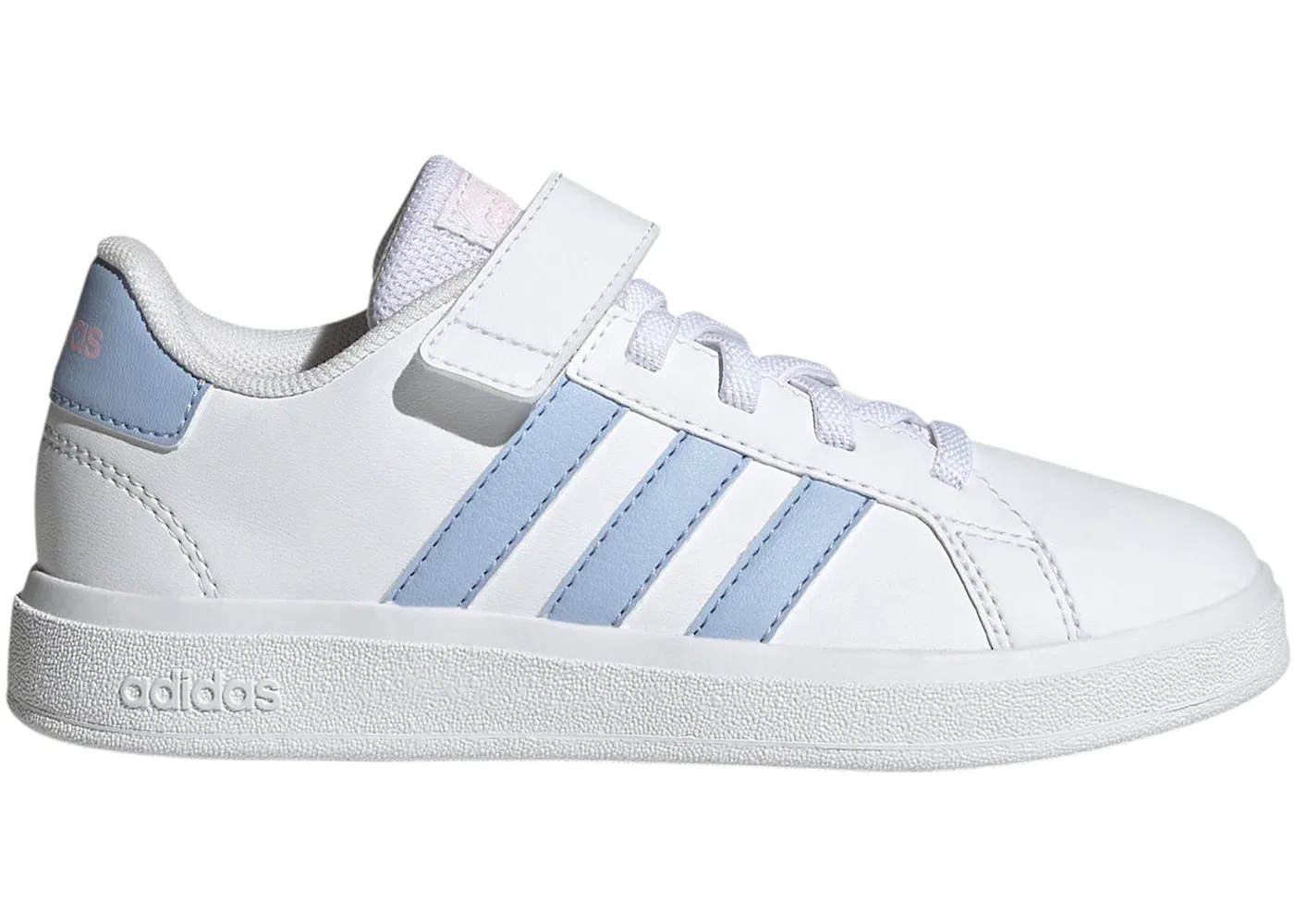 Детские кроссовки для девочек с закрытой пяткой Adidas Grand Court 2.0, Cloud White Blue Dawn Clear Pink