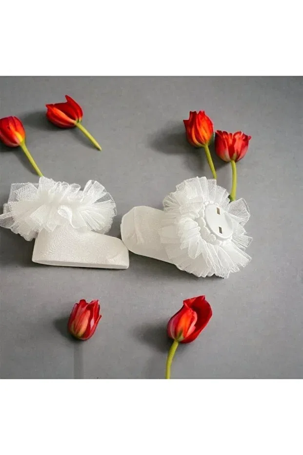 Детские носки для девочек с оборками Frilly Tutu Detail Batu Giyim, White