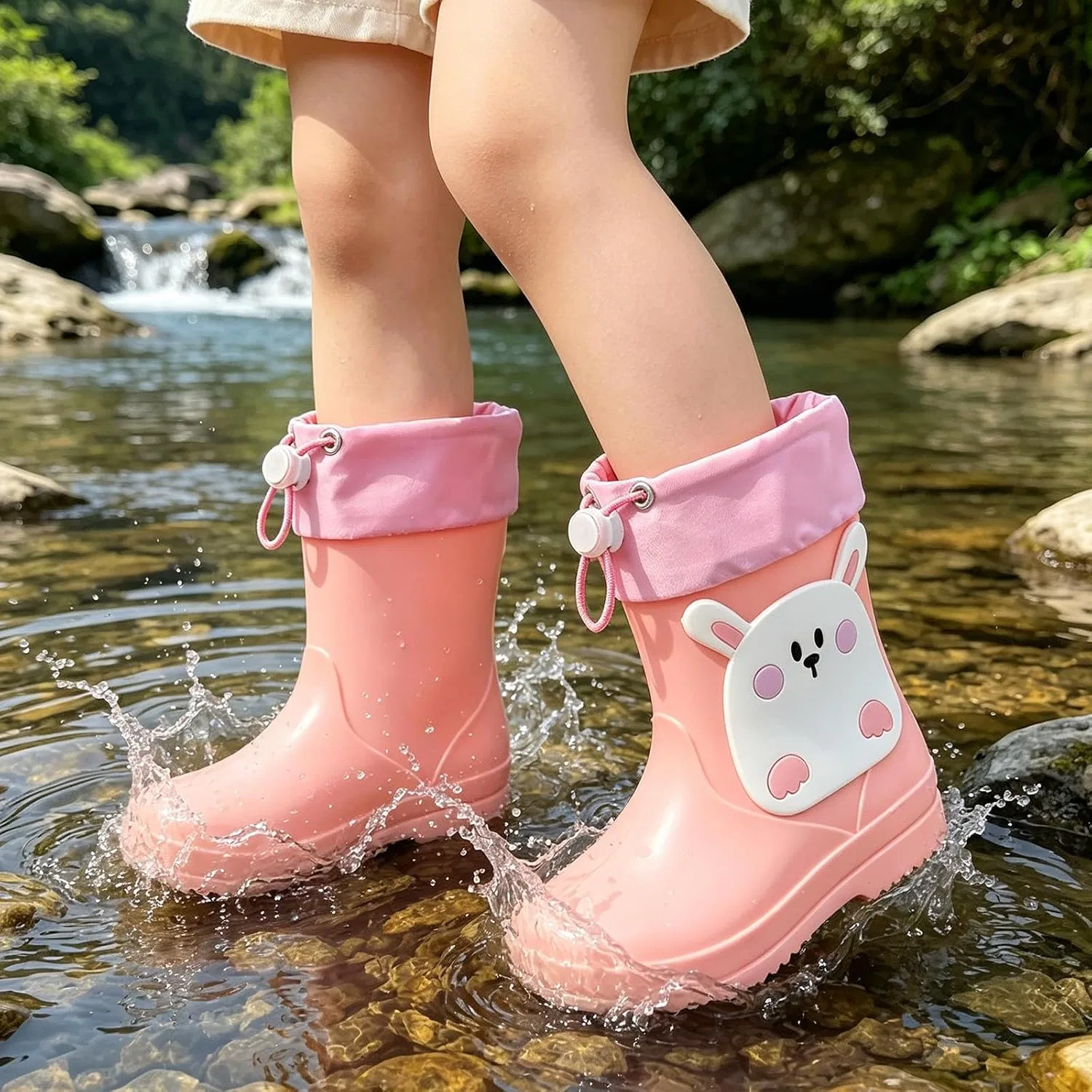Детские сапоги для девочек с принтом кролика Zzalalana, Pink — фото 3