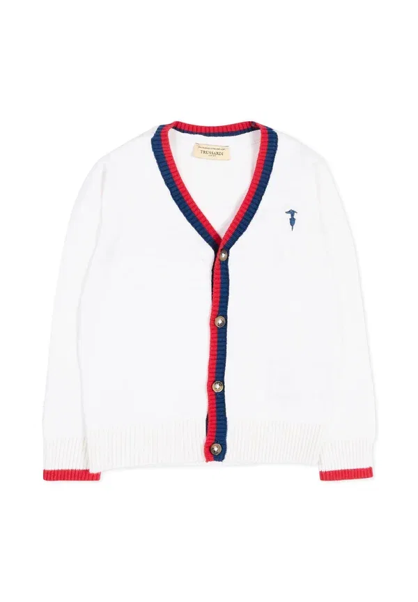Кардиган из хлопка Cardigan Tru Trussardi Junior, белый