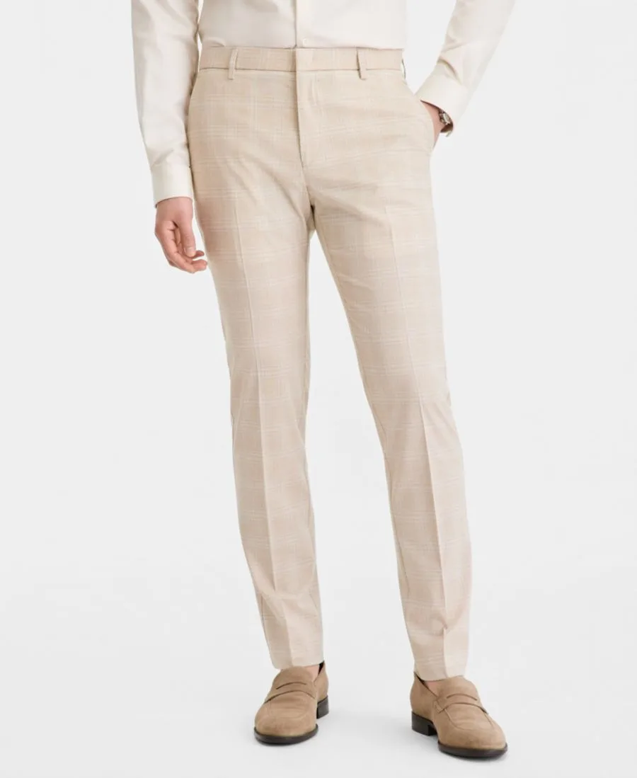 Мужские классические брюки современного кроя Tommy Hilfiger, Light Tan Plaid — фото 2