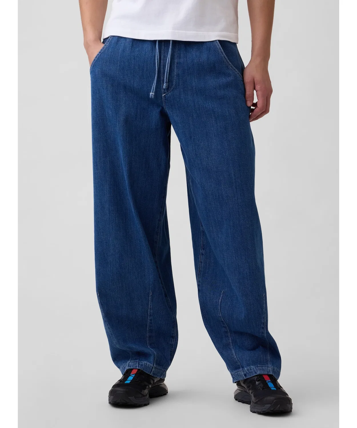 Мужские джинсы свободного кроя с резинкой на поясе Super Baggy Easy GAP, Light Indigo Blue