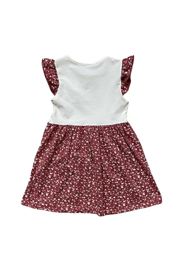 Детское хлопковое платье для девочек Little Floral Summer Combed Cotton Girl's Dress Osso Baby, Burgundy — фото 2