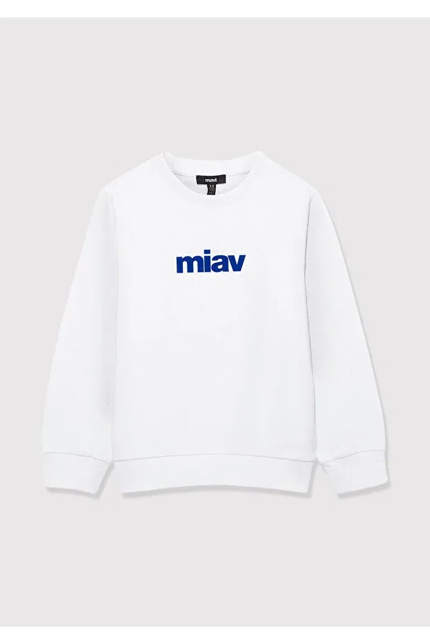 Детские свитшот для мальчиков с принтом Meow Printed Mavi, White-620 — фото 4