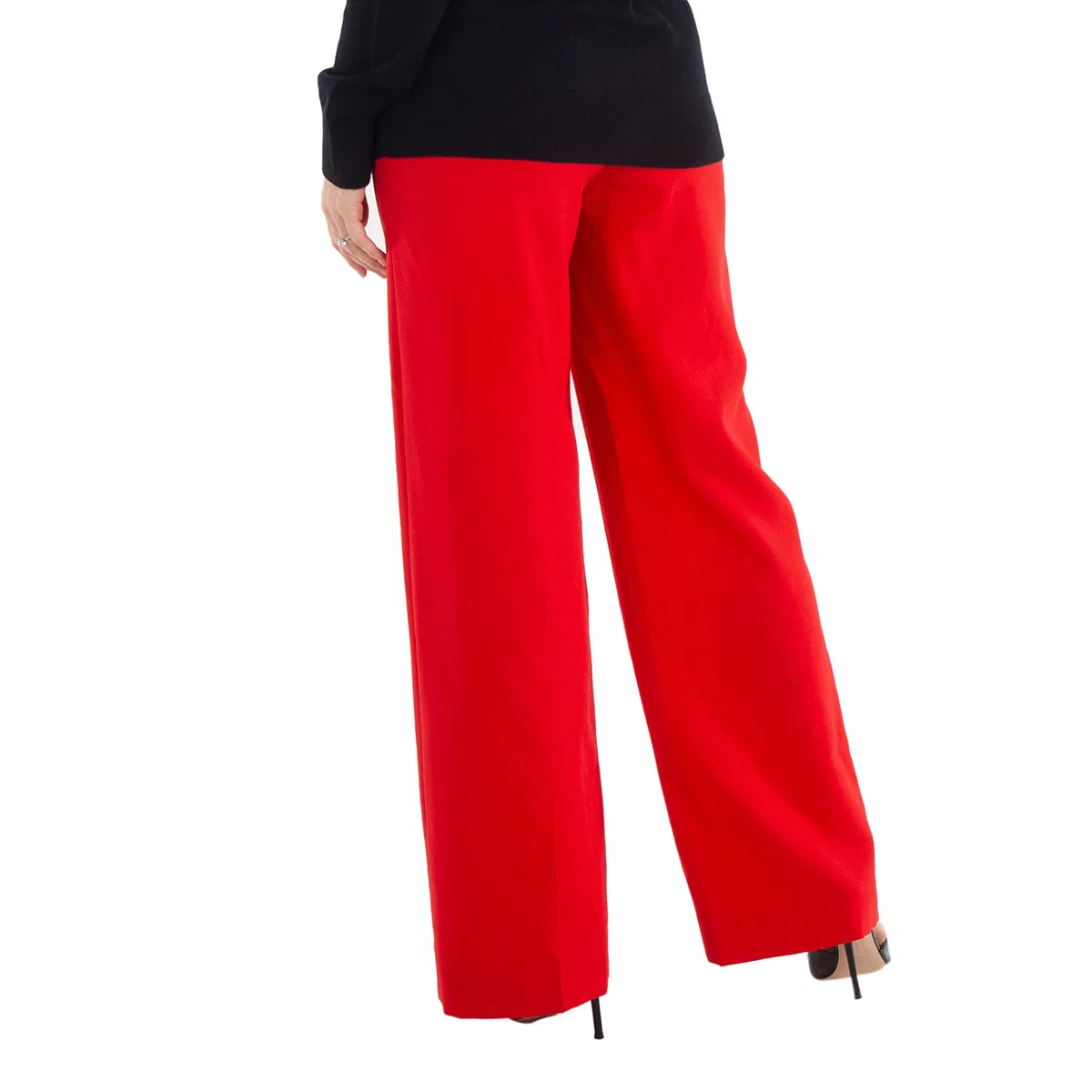 Брюки широкие с поясом и логотипом TB Burberry, Bright Red — фото 4