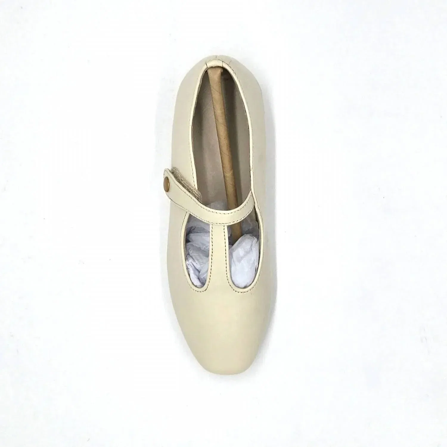 Детские туфли для девочек на ремешке T-strap Arina Boutaccelli, Beige Leather — фото 2