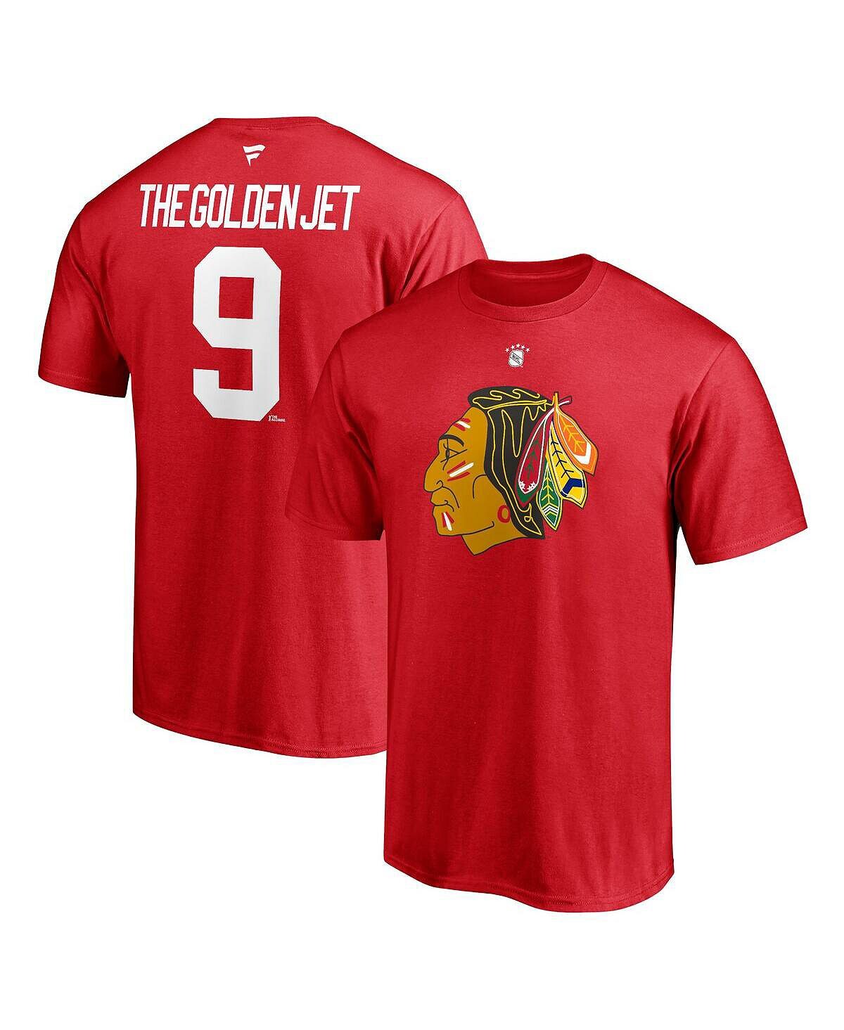 

Мужская фирменная футболка bobby hull red chicago blackhawks authentic stack отставной игрок с никнеймом и номером Fanatics, красный