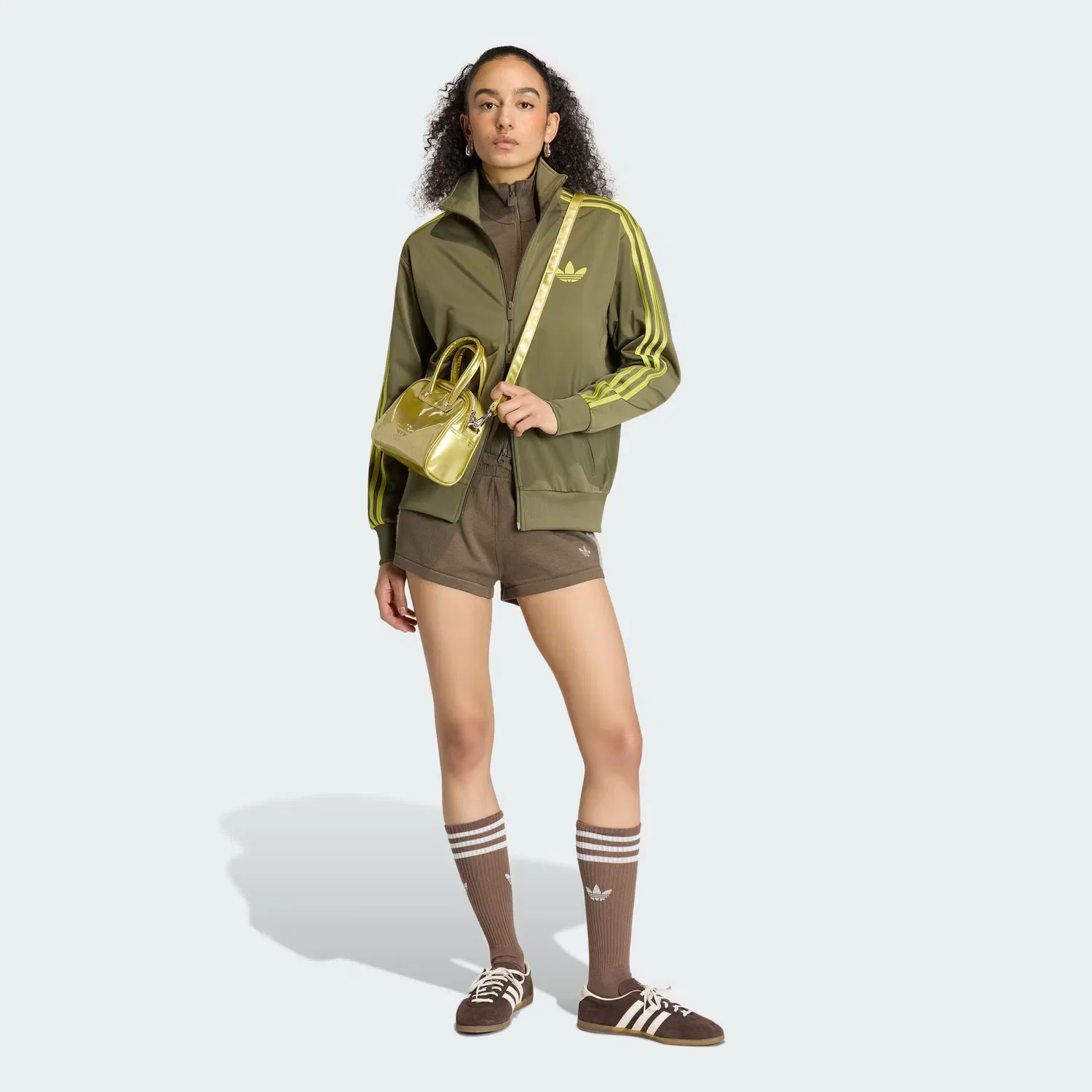 Женская олимпийка свободного кроя Firebird Track Top Loose Adidas Originals, Olive Strata/Preloved Lime — фото 3