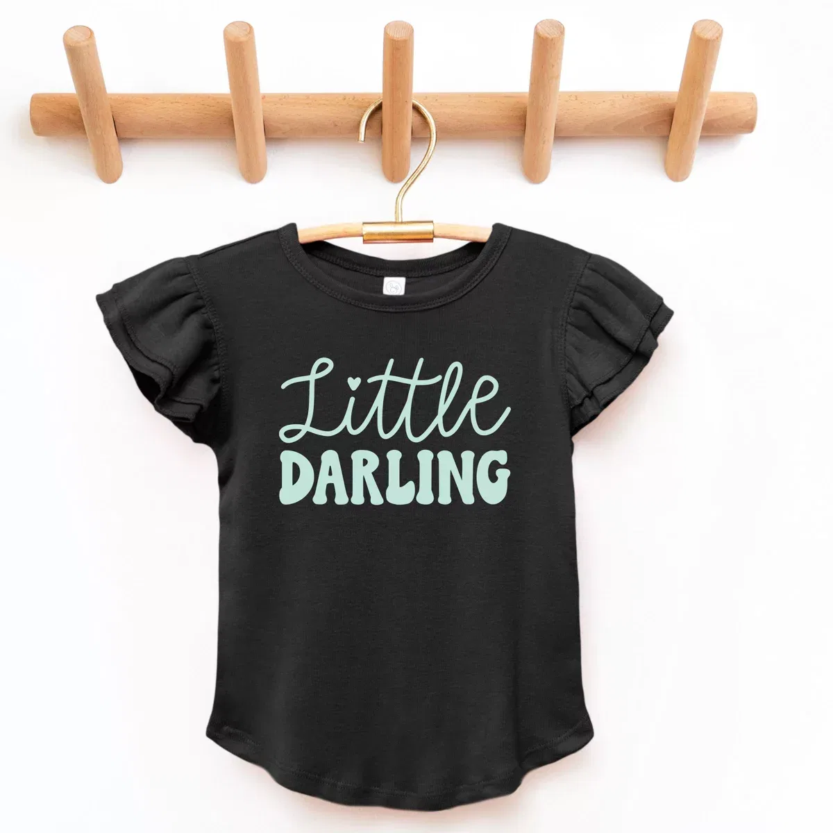 Детская футболка для девочек с принтом Little Darling Cursive The Juniper Shop, White — фото 3