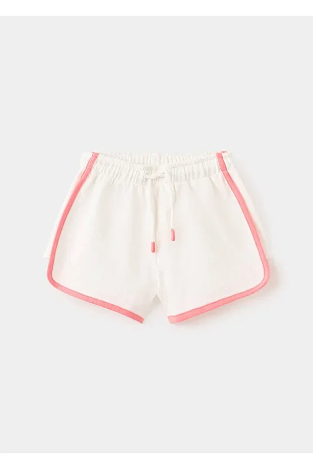 Детские шорты для девочек хлопковые Mango Kids, Off White — фото 3