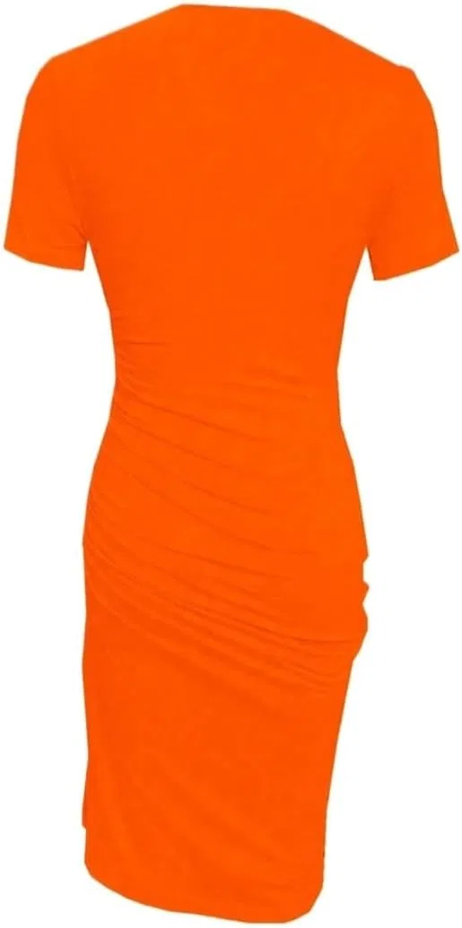 Женское миди-платье с высоким разрезом Short Sleeve, Orange