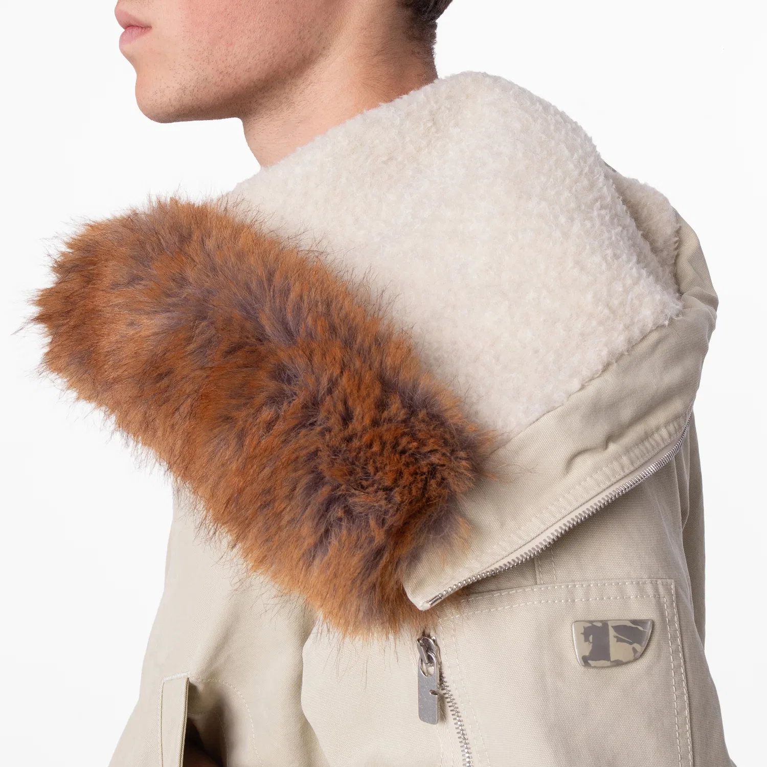 Куртка-бомбер хлопковая с отделкой из искусственного меха Natural Faux Fur Trim Cotton Bomber Jacket Burberry, Plaster — фото 3