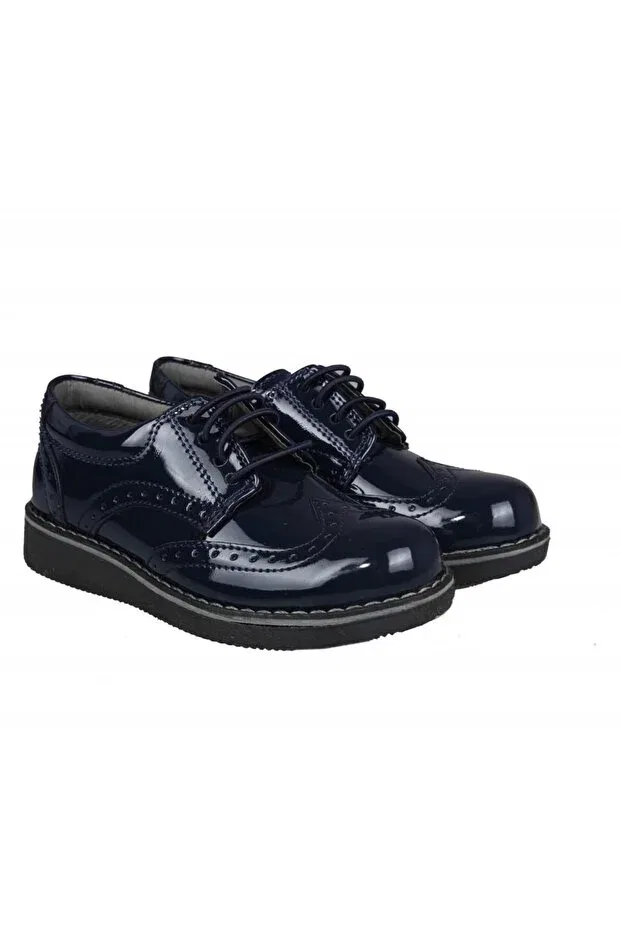 Детские туфли для мальчиков на шнуровке Bücür Ortopedi, Navy Blue — фото 3