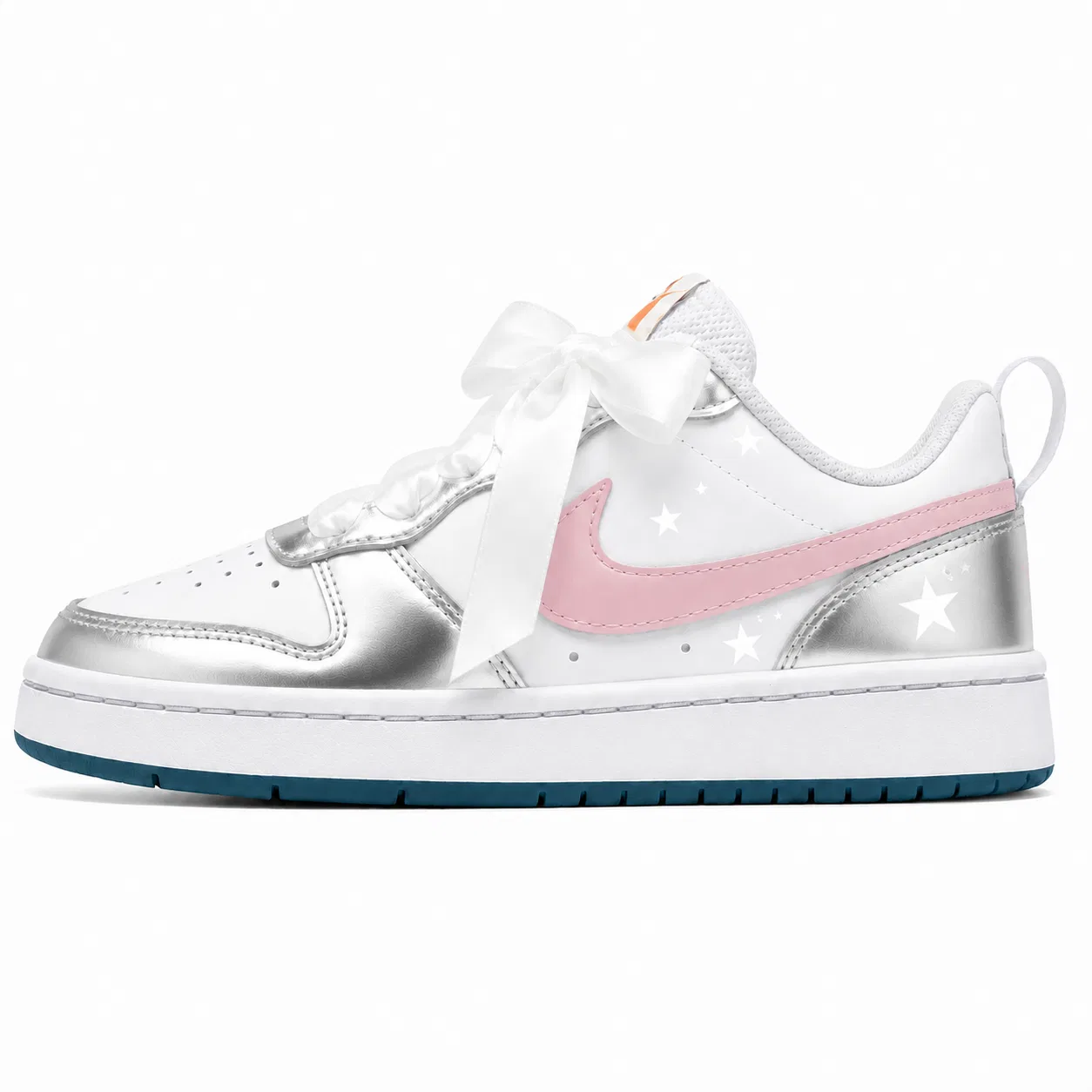Детские кастомные кроссовки с принтом Nike Court Borough 2 Starry Sky GS, Misty Pink Silver — фото 3