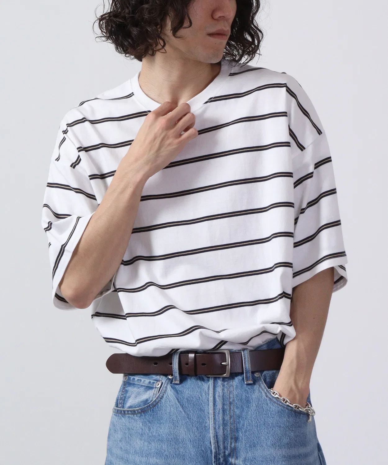 Детская футболка с принтом Multi-border short-sleeved T-shirt FUNALIVE, Heather Grey — фото 4