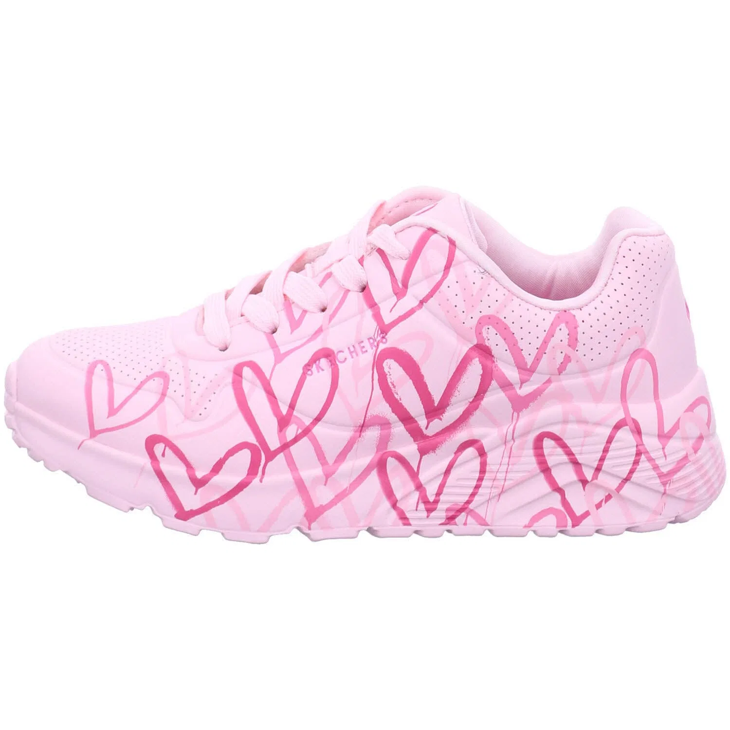 Детские кроссовки для девочек с принтом Uno Lite Spread the Love Skechers, Pink — фото 2