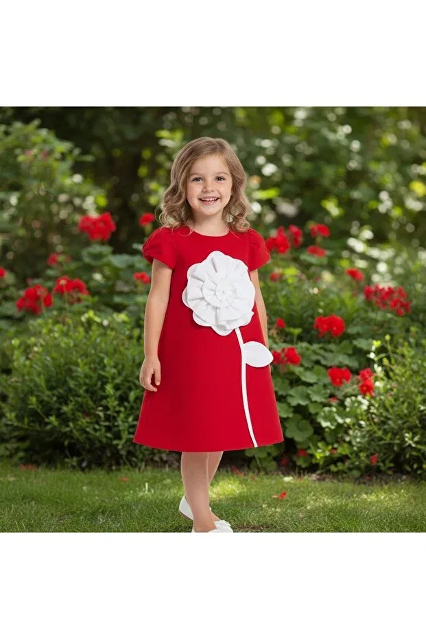 Детское платье для девочек с цветочным принтом Milay'S Life Home Collections, Red Flowers