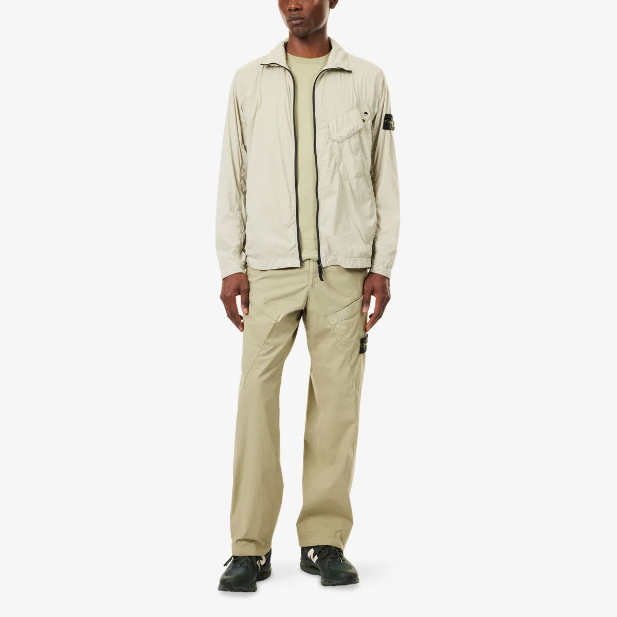 Хлопковая футболка с фирменной нашивкой Stone Island, зеленый — фото 2