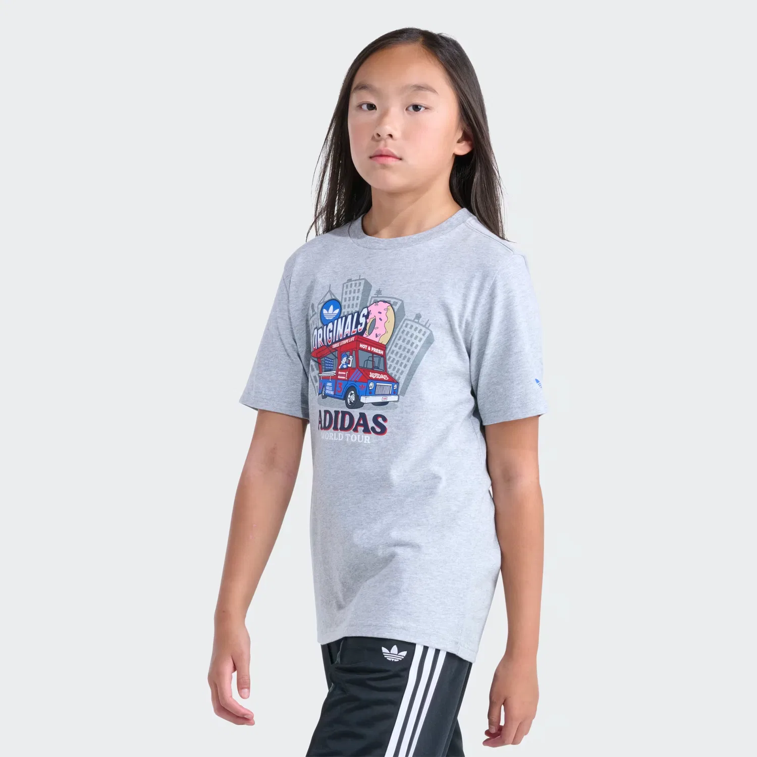 Детская футболка с принтом Street HTR Tee Adidas Originals, серый меланж — фото 3