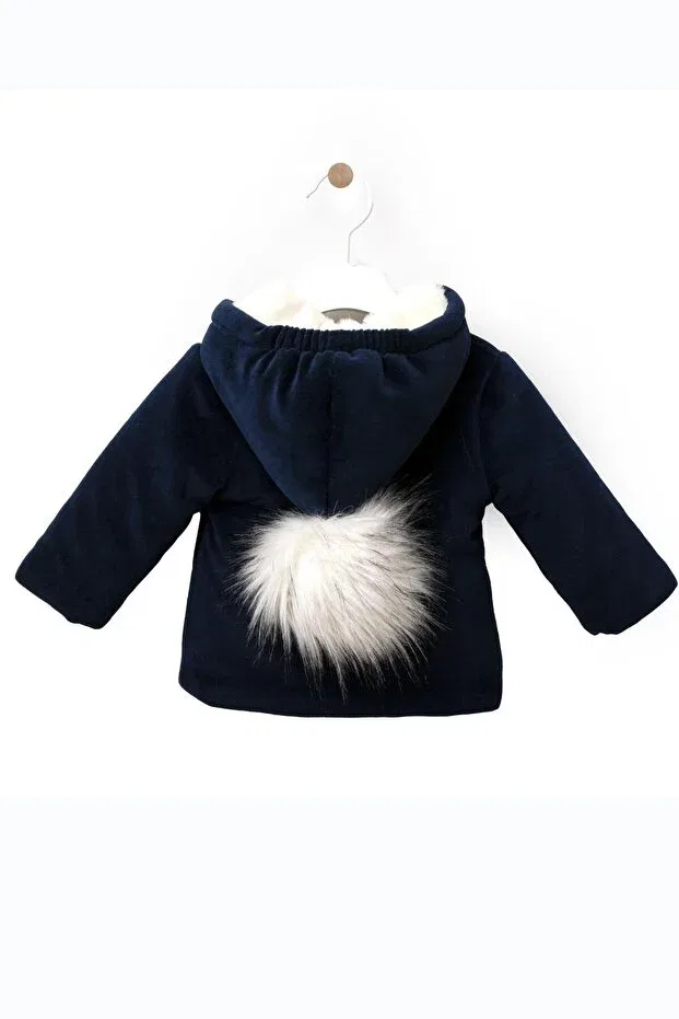 Детское пальто для девочек бархатное Parka 12569 Babyhola, Navy Blue — фото 3