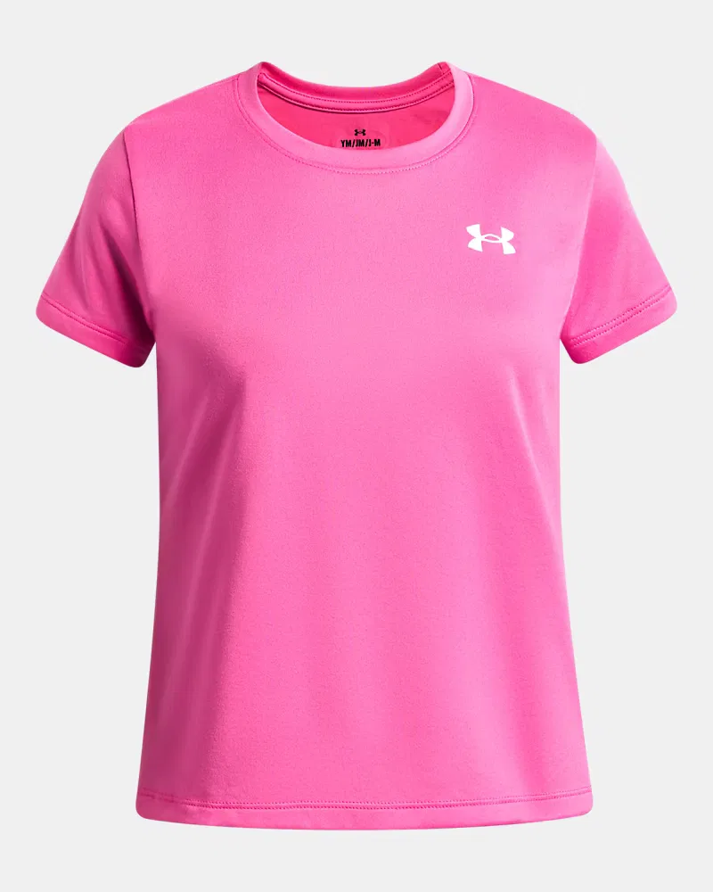 Футболка для девочек с коротким рукавом из быстросохнущей ткани UA Tech UnderArmour, Pink Frenzy/White