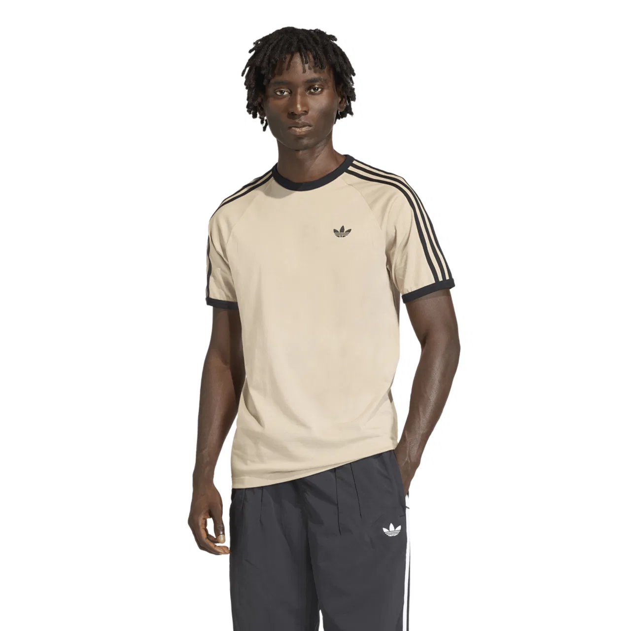 Футболка мужская 3-Stripes Adidas, цвет Khaki/Black