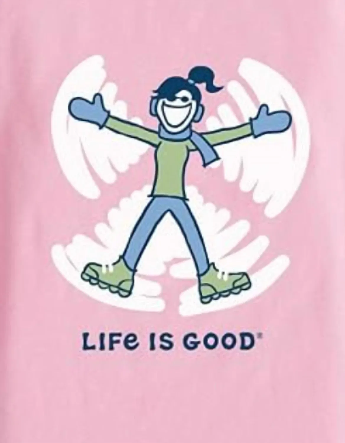 Детский лонгслив для девочек с принтом Jackie Angel Life is Good, Happy Pink — фото 2
