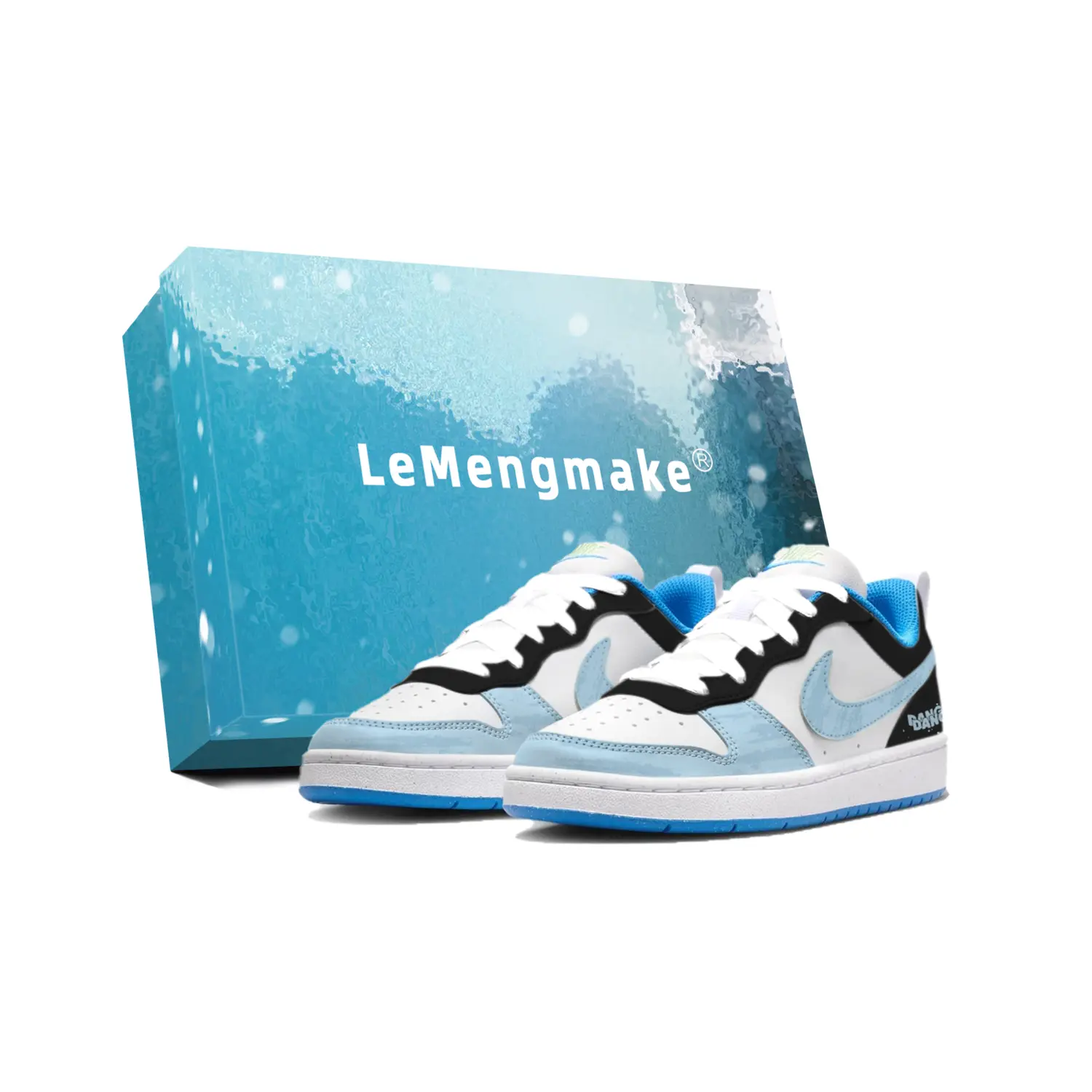 

Nike Детские кроссовки для скейтбординга Court Borough Blue Flame Explosion, износостойкие, синие, черные, для подростков