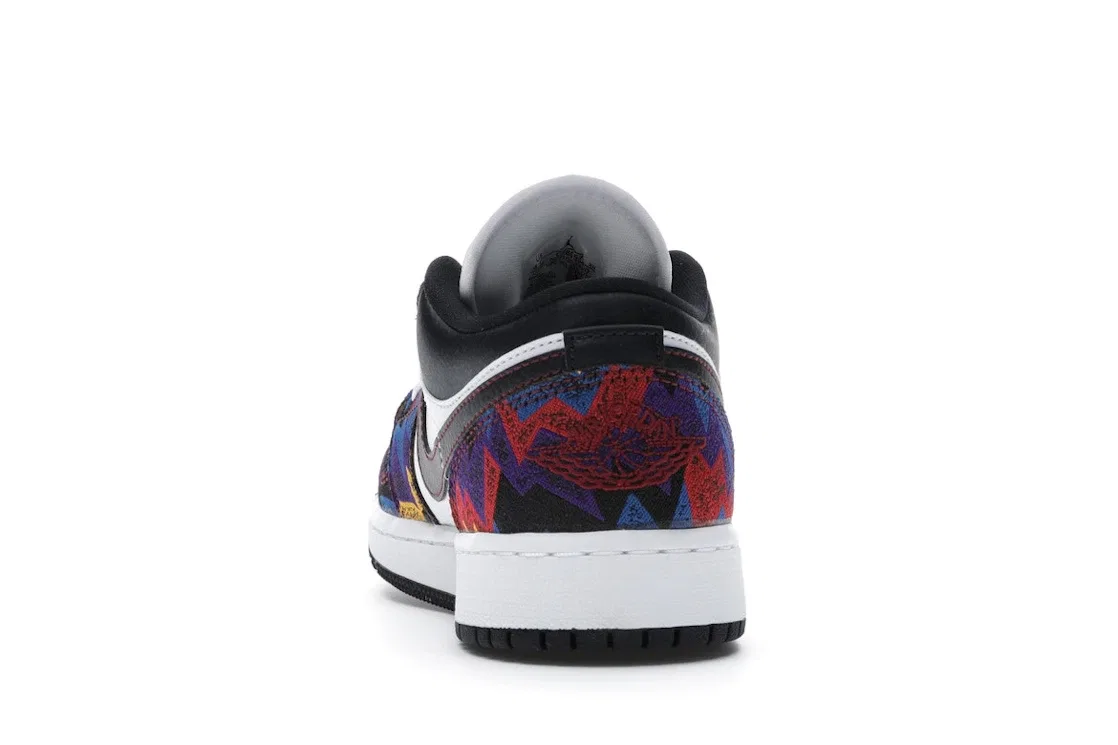 Детские кроссовки с принтом Jordan 1 Low Nothing But Net Jordan, White Dark Obsidian Team Red — фото 4