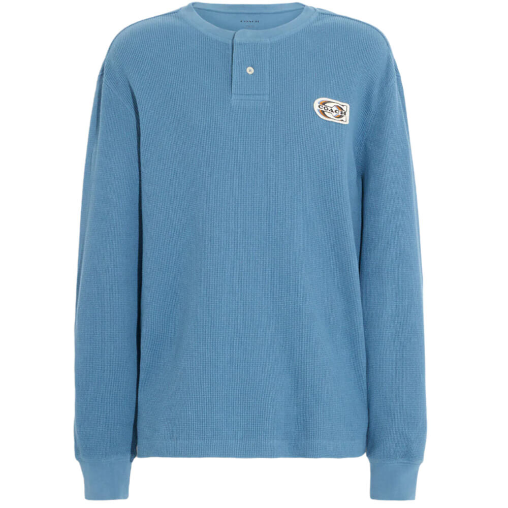 

Свитшот Coach Outlet Relaxed Waffle Henley, синий