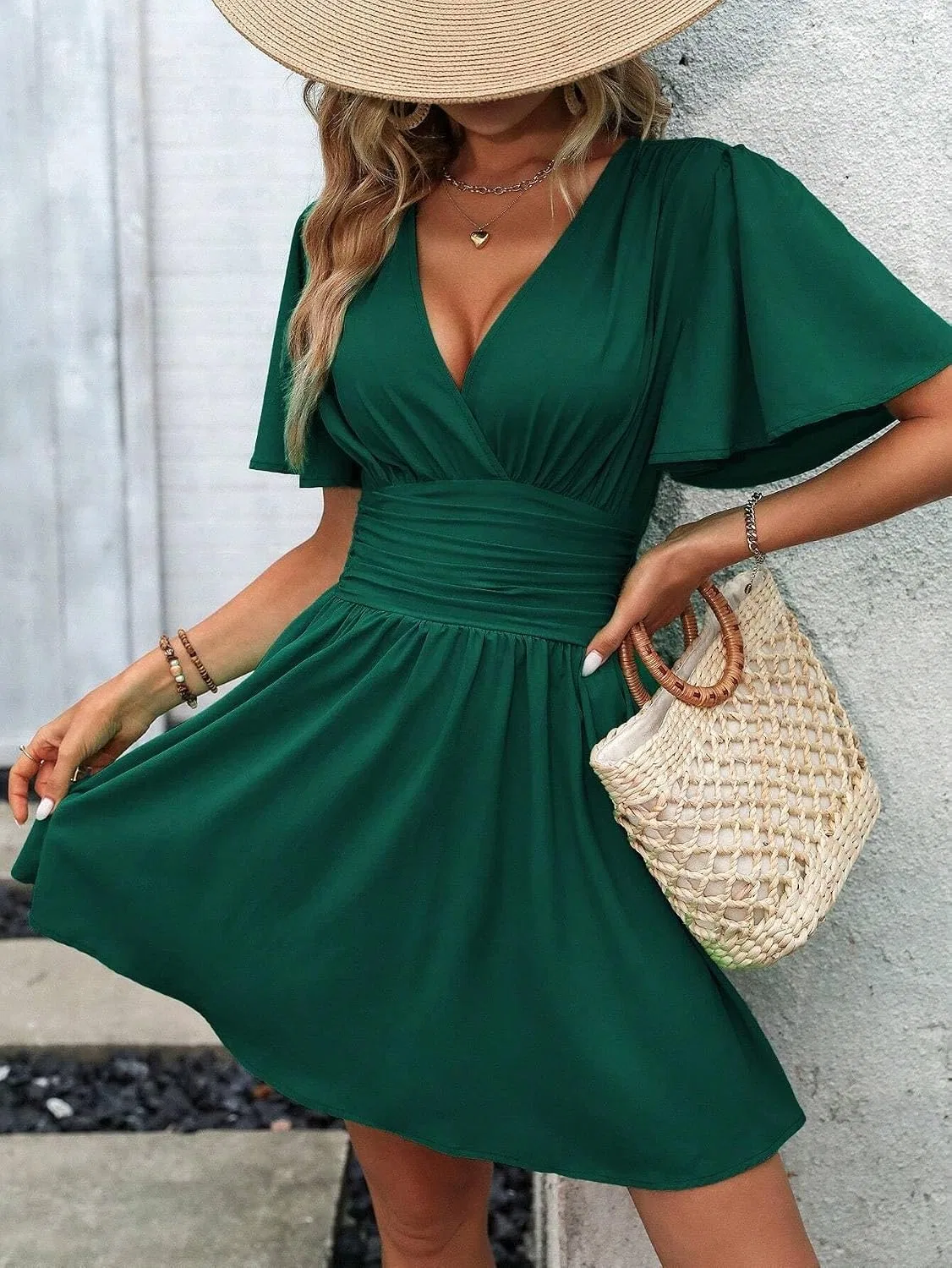 Женское A-силуэта платье с запахом Dark Green, Dark Green — фото 4