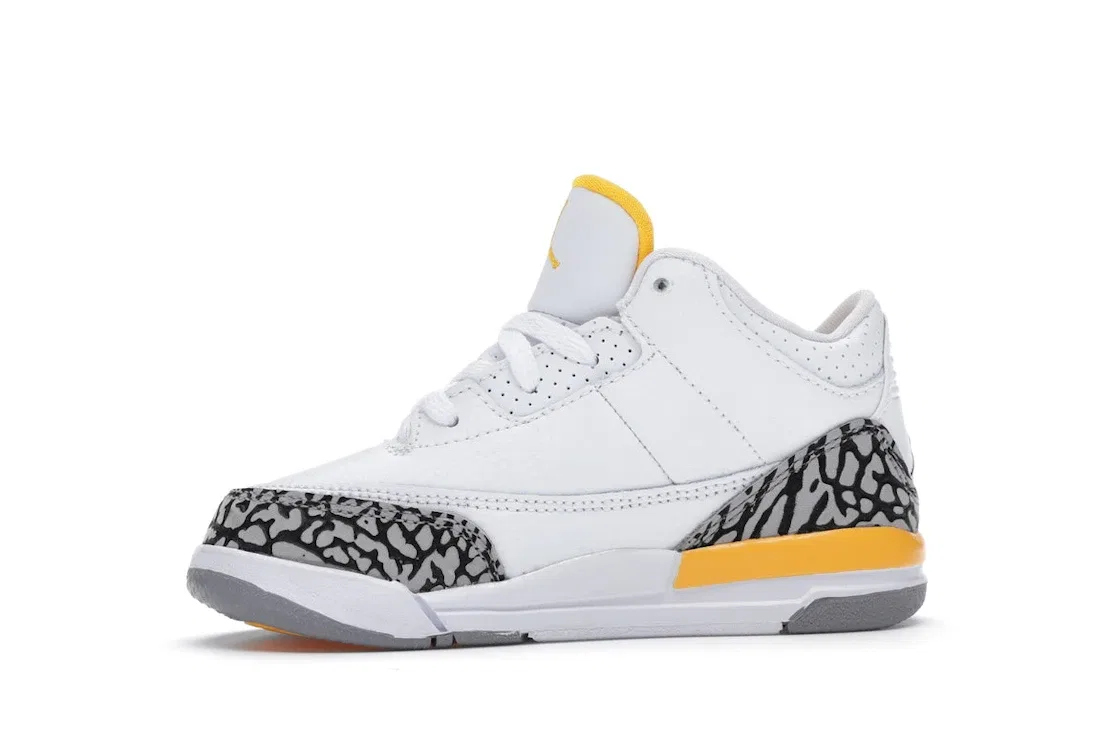 Детские кроссовки Lifestyle с принтом слоновьей кожи Jordan 3 Retro Jordan, White/Black-Laser Orange-Cement Grey — фото 3