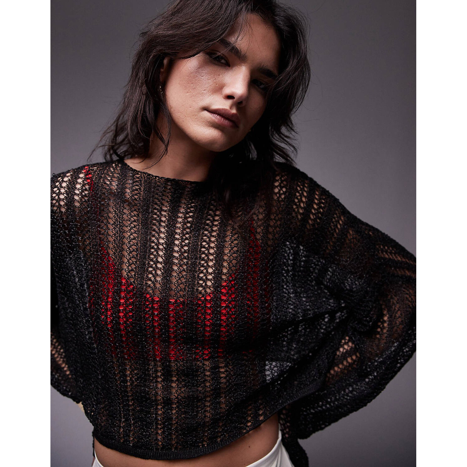

Свитер Topshop Knitted Sheer Knit, черный