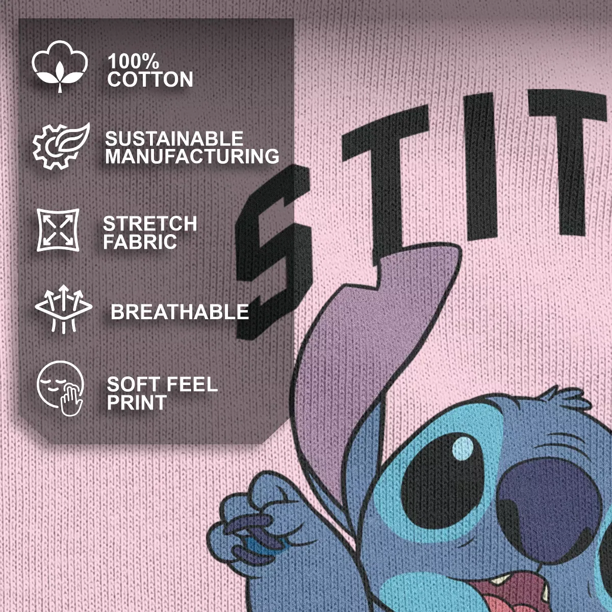 Детская футболка с принтом Jumping Stitch Lilo & Stitch, Light Pink — фото 4