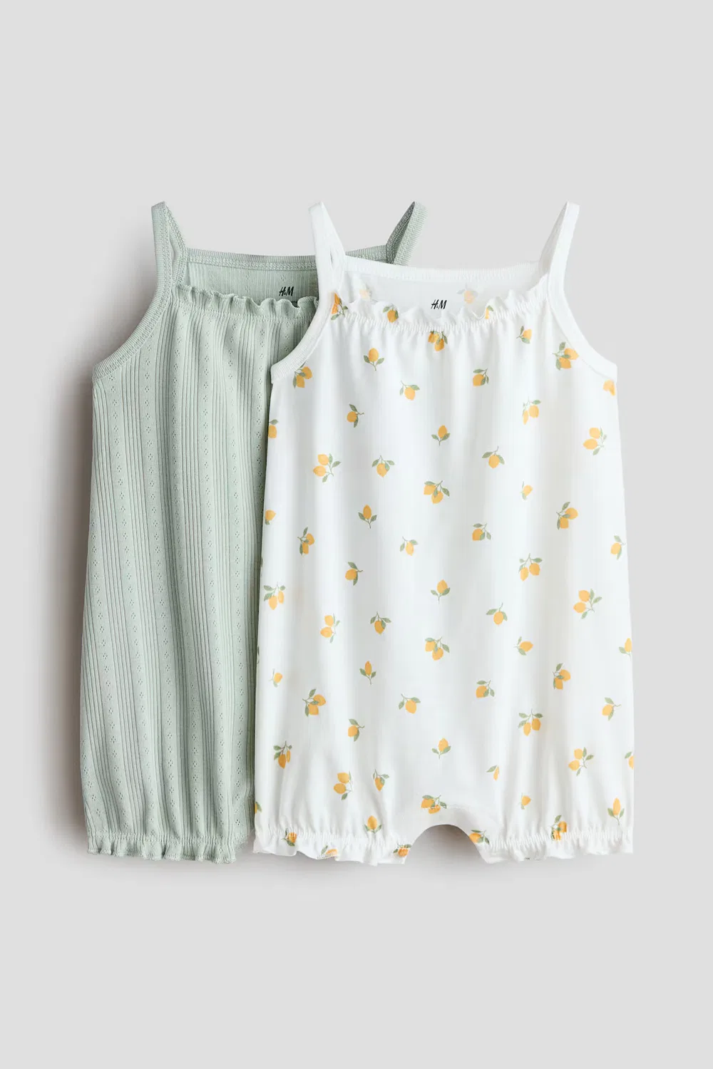 2 хлопковых комбинезона в комплекте H&M, Helltürkis/Geblümt