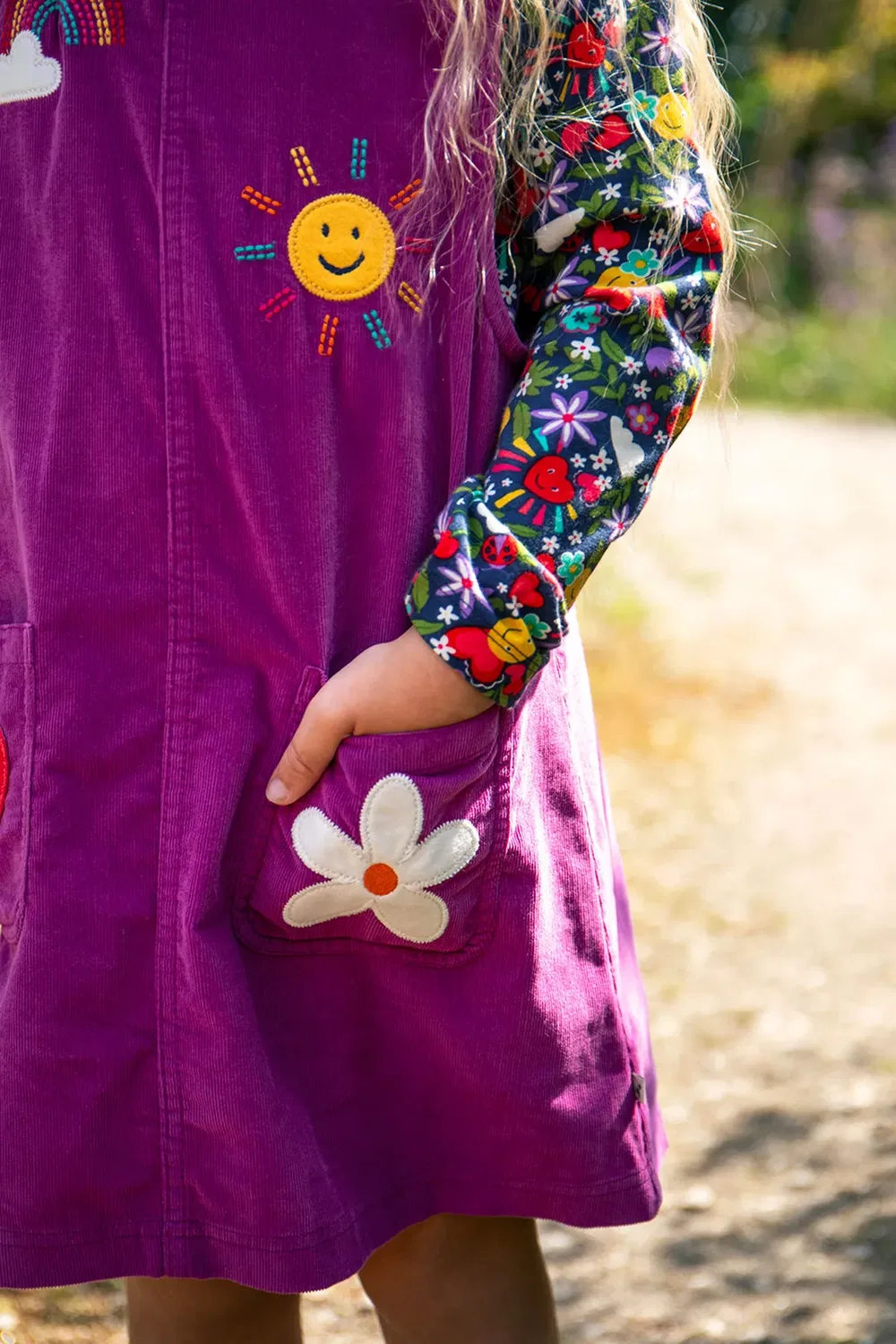 Детское платье-сарафан из вельвета Becky Frugi, Purple — фото 3