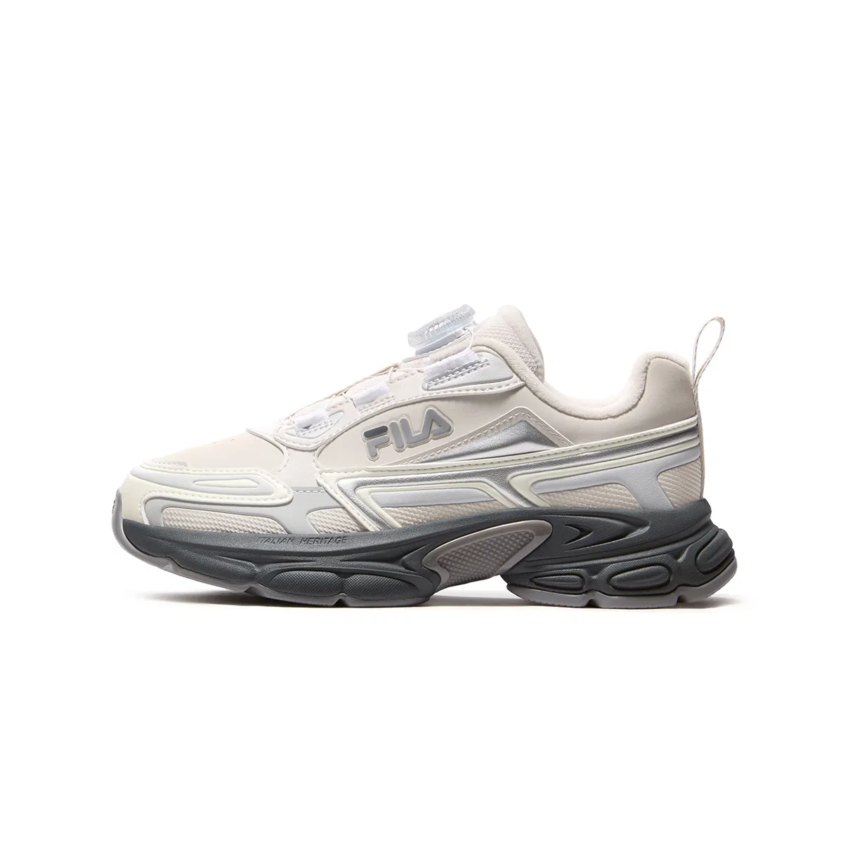 Детские кроссовки для бега с ретро-стилем FILA KIDS, White Sand Gray/Milk White