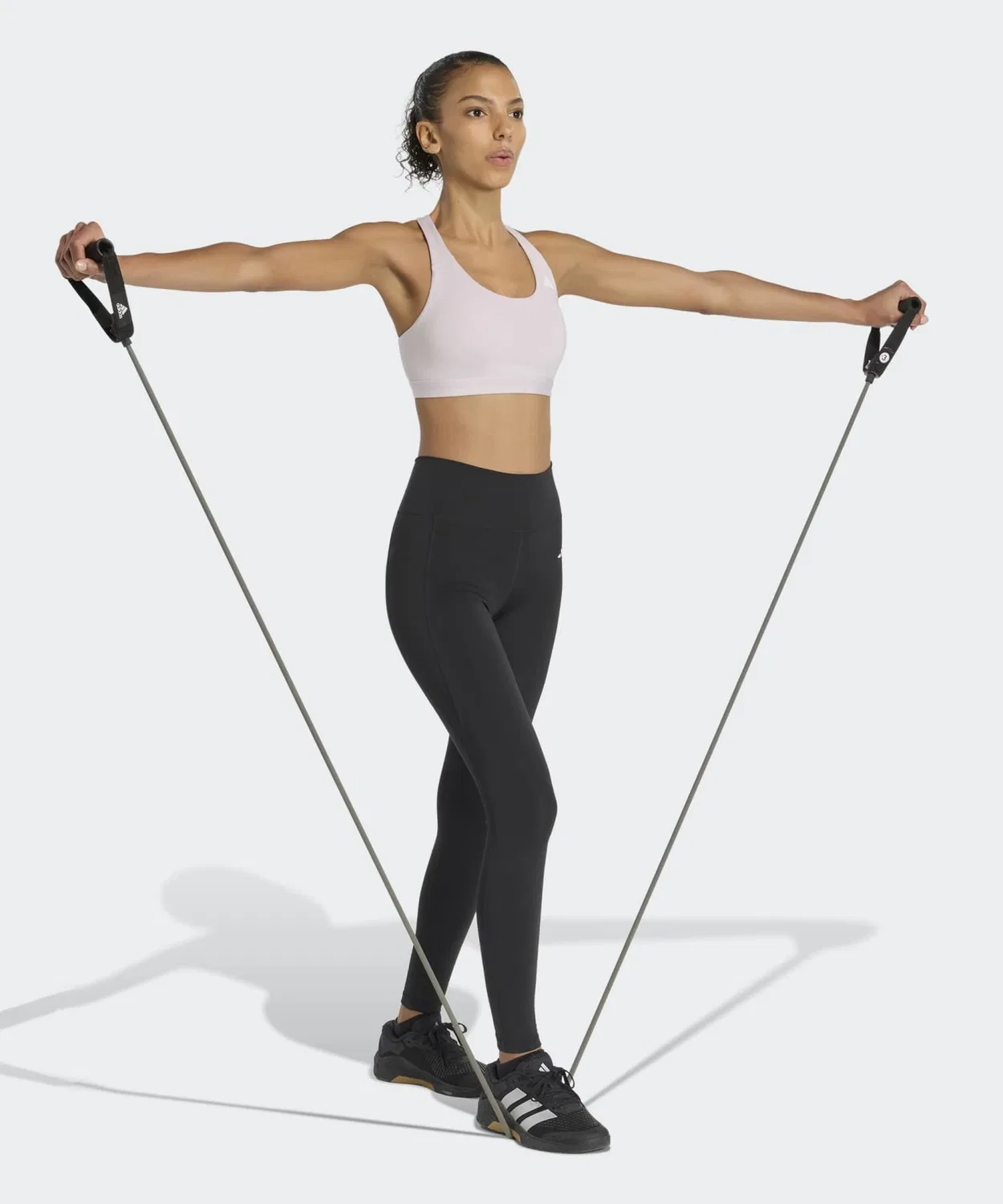 Женский спортивный бюстгальтер с средним уровнем поддержки, модель Optime Essentials Workout Medium Support Bra, Adidas, Purple — фото 4